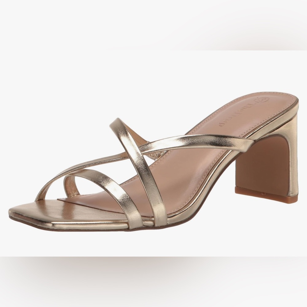 The Drop Women's Amelie Strappy Square-Toe Heeled Sandal - Gold